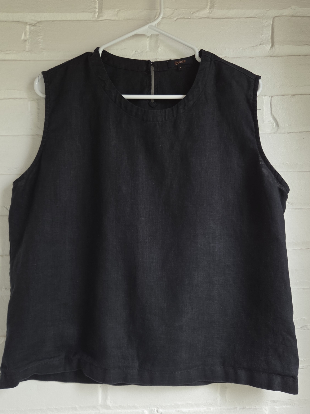 Quince Linen Tank Top Womens Large Black Boxy Sleeveless Minimalist Capsule